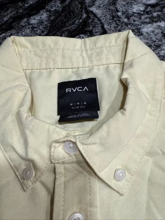 RVCA That’ll Do Stretch SS Woven Shirt Yellow Mens Size Medium NWT $60 - Picture 5 of 6